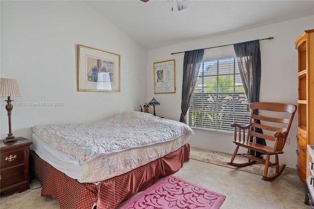 1754 Turtle Rock Dr, Lakeland, FL 33803 - bedroom featuring a ceiling fan, light colored carpet, and vaulted ceiling