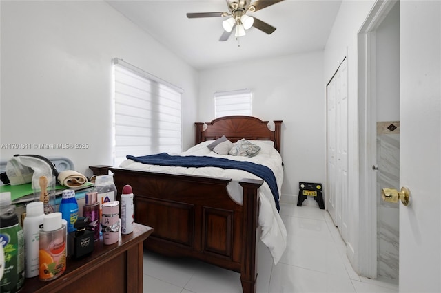 1922 NW 4th St, Miami, FL 33125 - bedroom featuring light tile patterned floors and ceiling fan