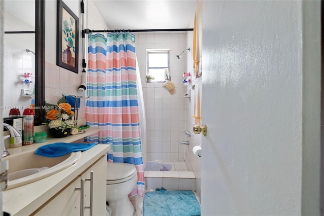 1922 NW 4th St, Miami, FL 33125 - bathroom featuring vanity, toilet, tile walls, and a shower stall