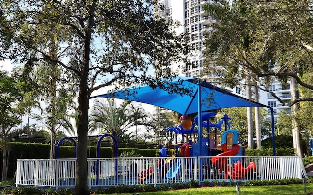 community play area with fence