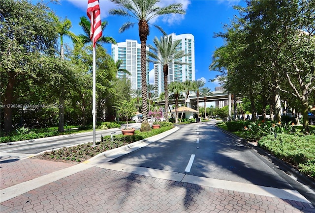 view of street with curbs