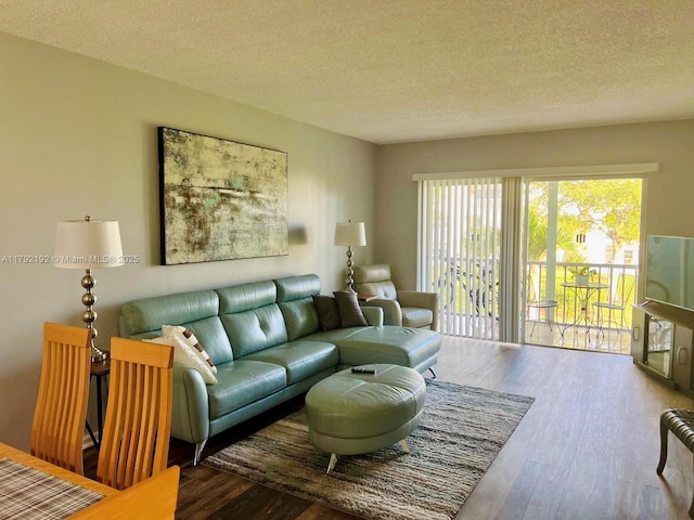 9880 Marina Blvd Unit 1516, Boca Raton, FL 33428 - living area featuring a textured ceiling, plenty of natural light, and wood finished floors