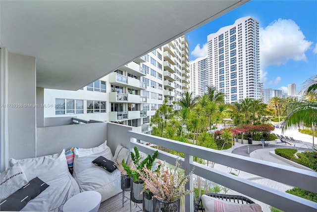 balcony with a city view