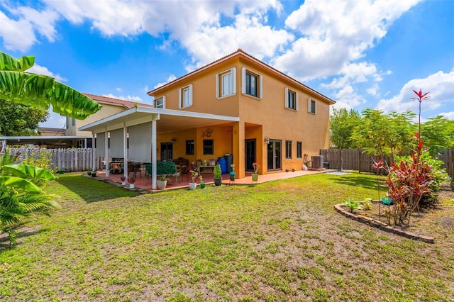 19404 NW 79th Ct, Hialeah, FL 33015 - rear view of property featuring stucco siding, a patio, and central AC unit