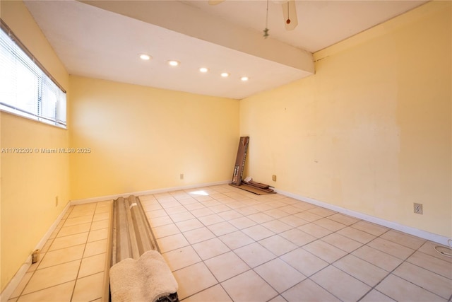 862 NW 81st Ter Unit 6, Plantation, FL 33324 - unfurnished room with light tile patterned floors, recessed lighting, a ceiling fan, and baseboards