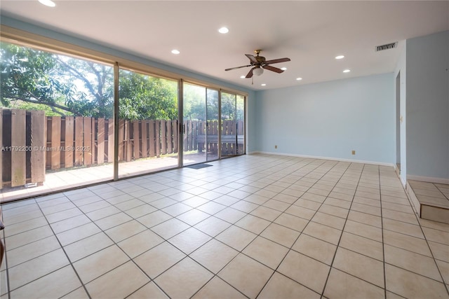 862 NW 81st Ter Unit 6, Plantation, FL 33324 - empty room featuring visible vents, a ceiling fan, recessed lighting, and baseboards