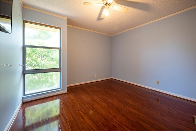 862 NW 81st Ter Unit 6, Plantation, FL 33324 - spare room featuring wood finished floors, baseboards, a ceiling fan, a textured ceiling, and crown molding