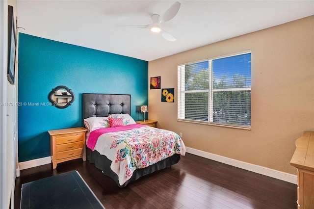 19323 SW 55th St, Miramar, FL 33029 - bedroom featuring baseboards, a ceiling fan, and wood finished floors