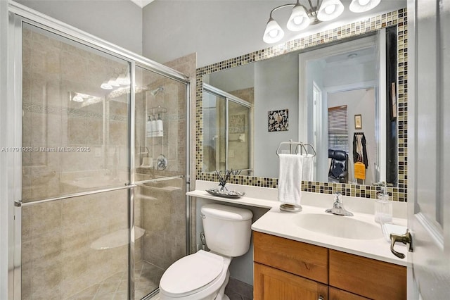 19323 SW 55th St, Miramar, FL 33029 - full bath with backsplash, toilet, a stall shower, and vanity