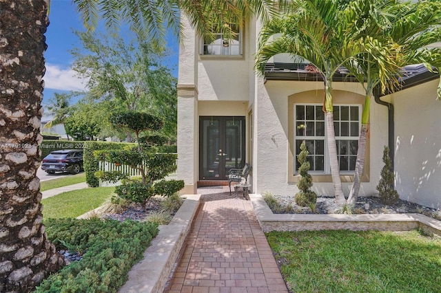 19323 SW 55th St, Miramar, FL 33029 - entrance to property featuring french doors and stucco siding