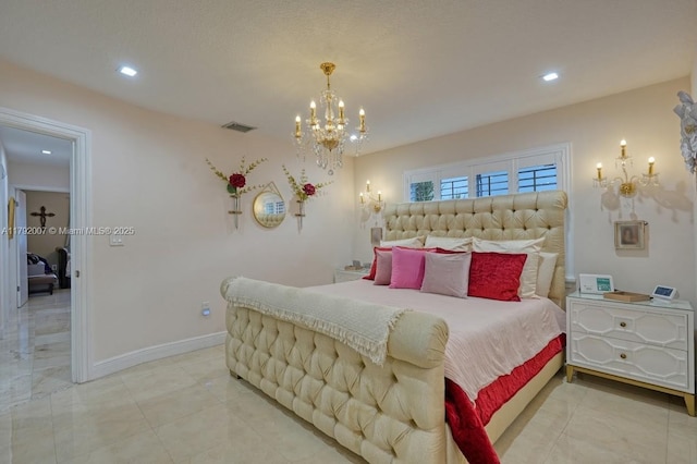 19720 SW 79th Ct, Cutler Bay, FL 33189 - bedroom featuring a chandelier and recessed lighting