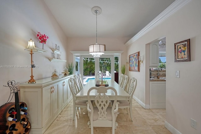 19720 SW 79th Ct, Cutler Bay, FL 33189 - dining area featuring french doors and ornamental molding