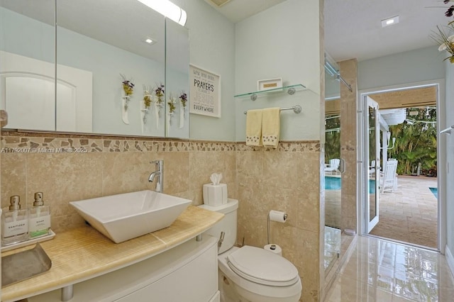 19720 SW 79th Ct, Cutler Bay, FL 33189 - bathroom with vanity, toilet, and tile walls