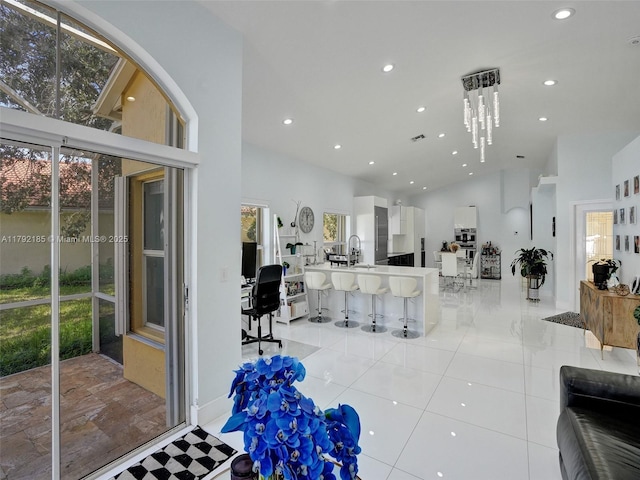 interior space with plenty of natural light and recessed lighting