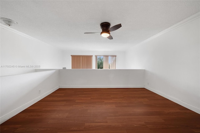 17911 NW 68th Ave Unit P208, Hialeah, FL 33015 - spare room featuring ornamental molding, a ceiling fan, wood finished floors, and a textured ceiling