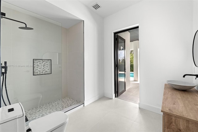 19601 E Saint Andrews Dr, Hialeah, FL 33015 - bathroom featuring toilet, visible vents, a walk in shower, and vanity