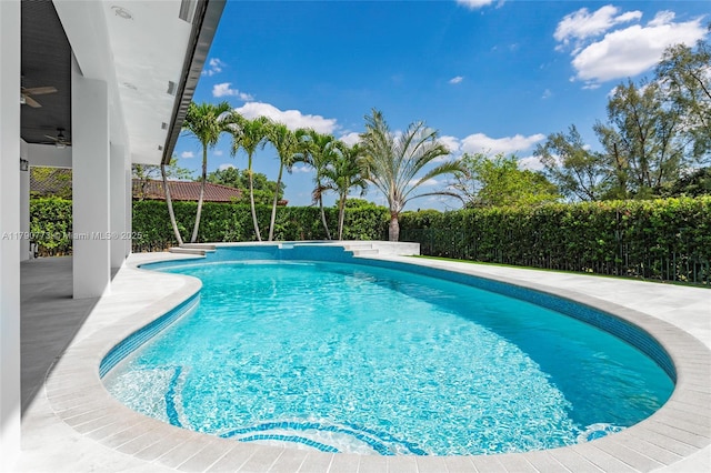 19601 E Saint Andrews Dr, Hialeah, FL 33015 - view of pool featuring fence, ceiling fan, and a fenced in pool
