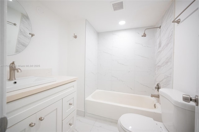 9210 Fontainebleau Blvd Unit 505, Miami, FL 33172 - full bath with toilet, marble look tiles, vanity, shower / bathtub combination, and recessed lighting