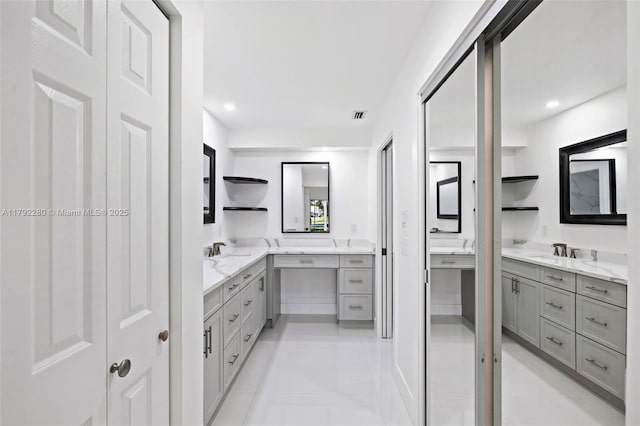 11069 Rios Rd, Boca Raton, FL 33498 - full bathroom featuring vanity, recessed lighting, and visible vents