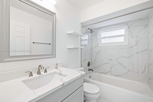 11069 Rios Rd, Boca Raton, FL 33498 - bathroom featuring vanity, toilet, and  shower combination