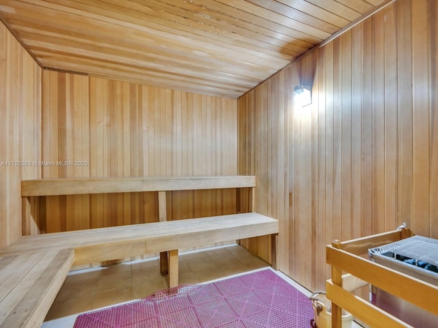 view of sauna / steam room featuring tile patterned floors
