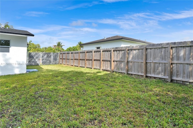 view of yard featuring a fenced backyard
