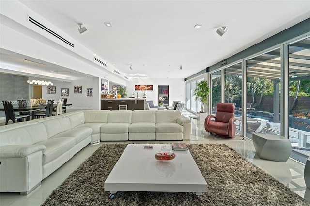 living area with visible vents