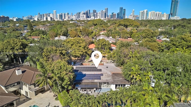 aerial view with a city view