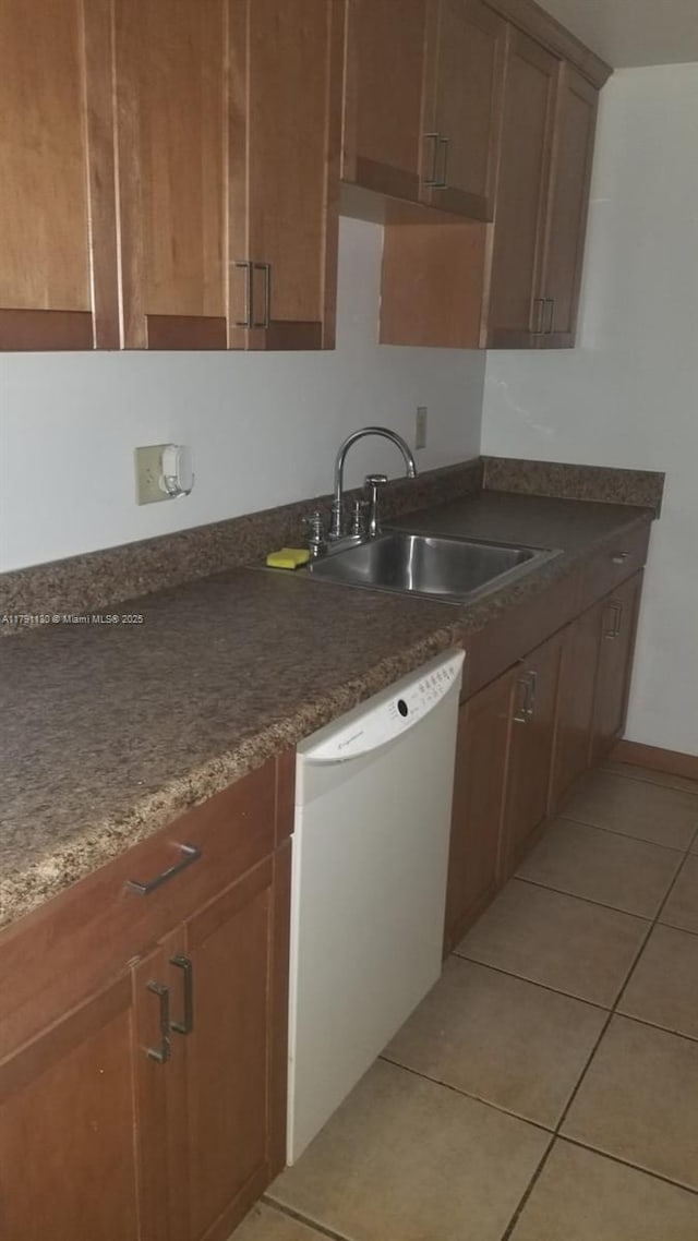 8240 SW 210th St Unit 313, Cutler Bay, FL 33189 - kitchen featuring white dishwasher, light tile patterned floors, and a sink