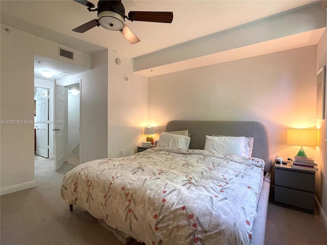 888 S Douglas Rd Unit 119, Coral Gables, FL 33134 - carpeted bedroom featuring visible vents and ceiling fan