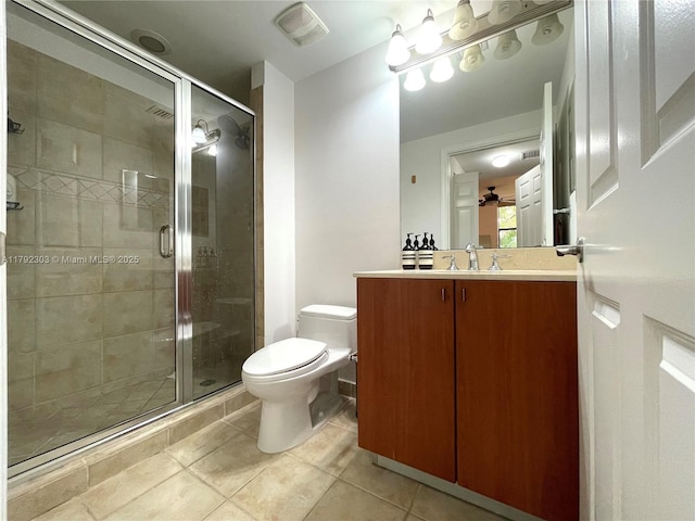 888 S Douglas Rd Unit 119, Coral Gables, FL 33134 - bathroom with tile patterned floors, visible vents, toilet, and a shower stall