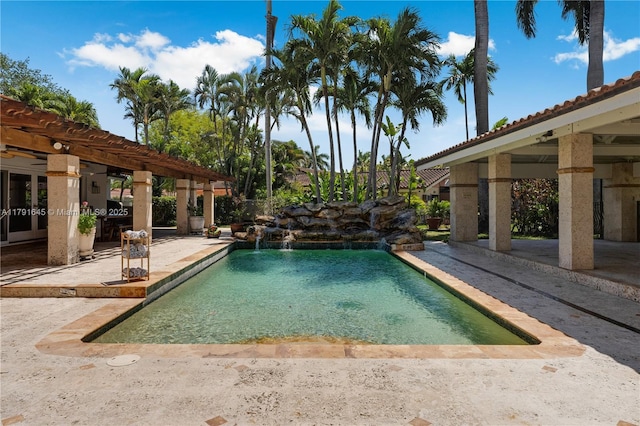 outdoor pool featuring a patio