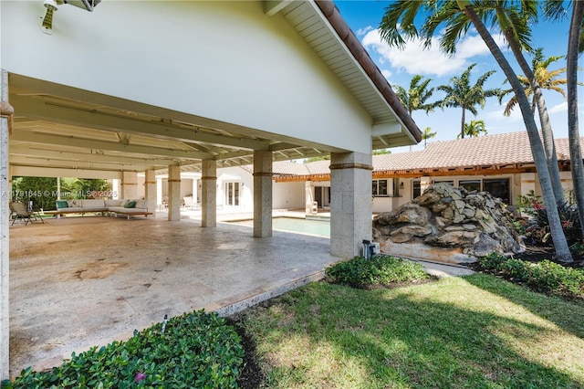 view of patio featuring outdoor lounge area and an outdoor pool