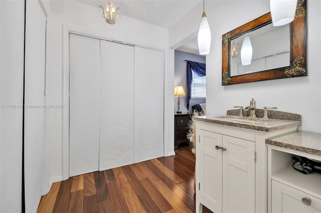 4701 Garfield St, Hollywood, FL 33021 - ensuite bathroom with wood finished floors, connected bathroom, and vanity