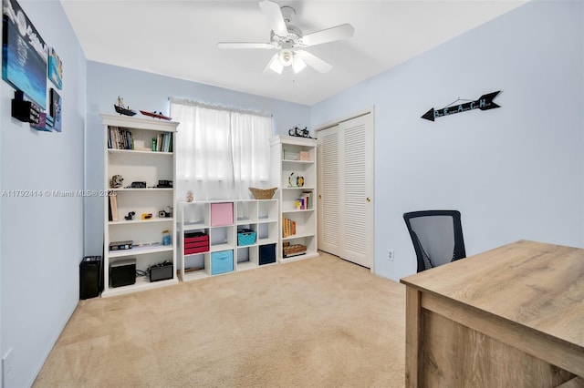 4701 Garfield St, Hollywood, FL 33021 - carpeted home office with a ceiling fan