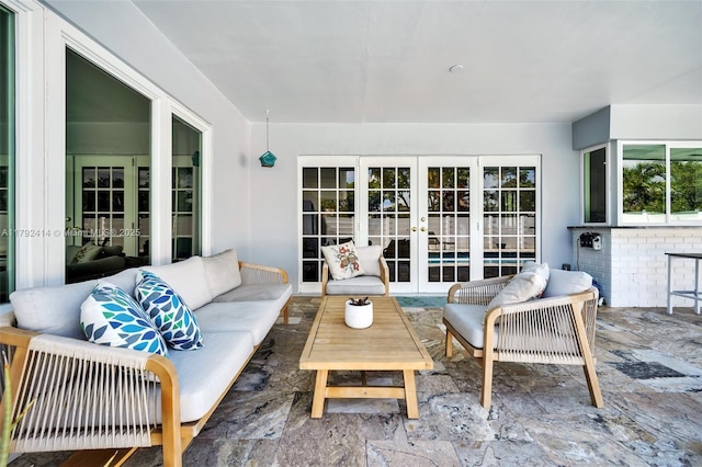 4701 Garfield St, Hollywood, FL 33021 - view of patio / terrace with an outdoor living space and french doors