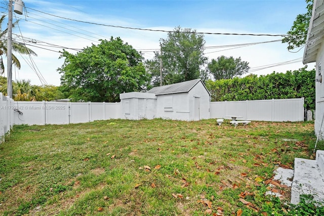 1683 NE 168th St, North Miami Beach, FL 33162 - view of yard featuring an outbuilding, a shed, and a fenced backyard