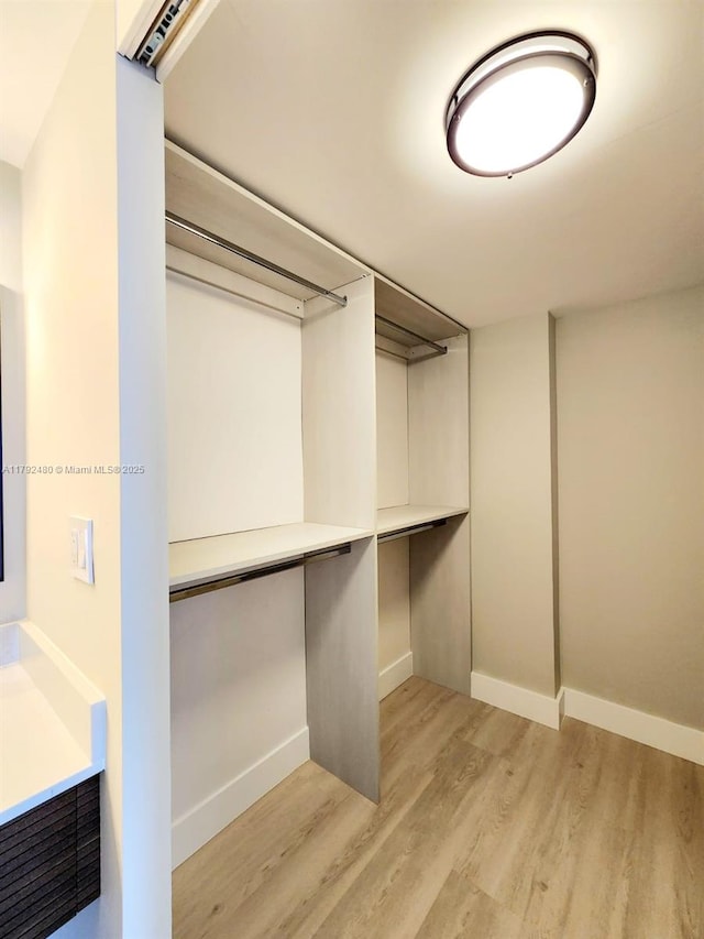 walk in closet featuring light wood-style floors