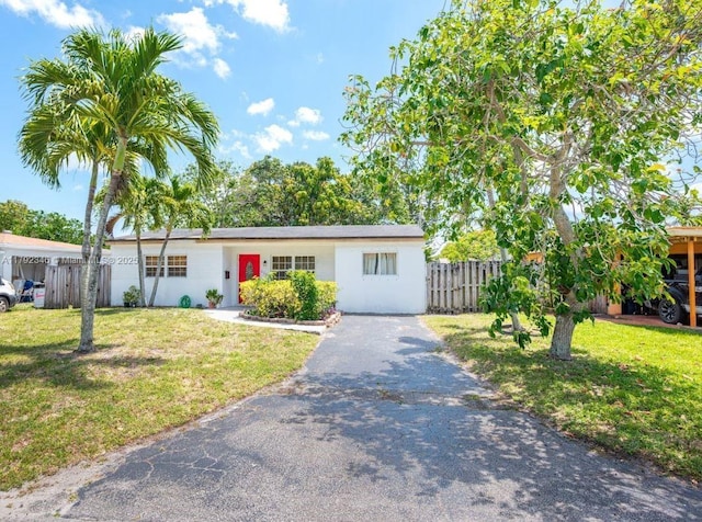 6550 SW 28th St, Miramar, FL 33023 - ranch-style home featuring a front yard, driveway, and fence