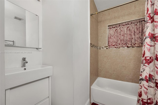 6550 SW 28th St, Miramar, FL 33023 - bathroom with visible vents, vanity, and shower / bath combination with curtain