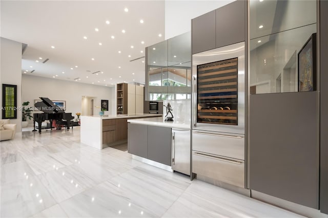 3425 Saddlebrook Ln, Weston, FL 33331 - bar featuring wine cooler, recessed lighting, and refrigerator