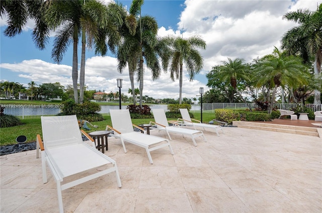 3425 Saddlebrook Ln, Weston, FL 33331 - view of patio / terrace featuring a water view and fence
