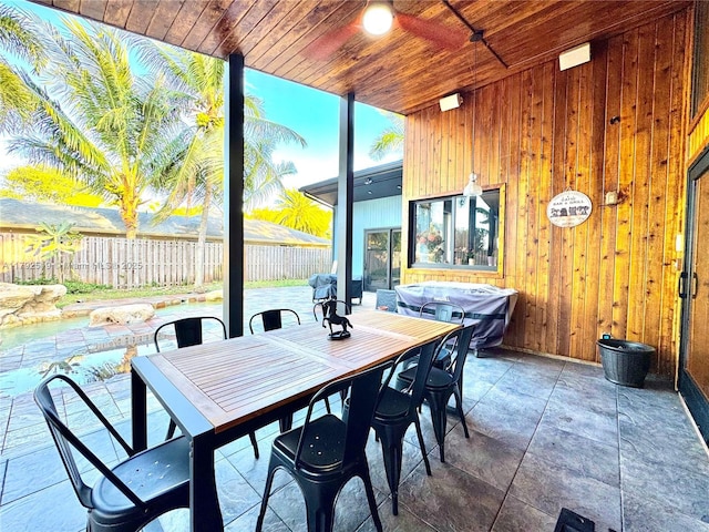3699 Lakeview Blvd, Delray Beach, FL 33445 - sunroom / solarium with outdoor dining area and ceiling fan