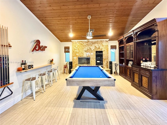3699 Lakeview Blvd, Delray Beach, FL 33445 - playroom featuring wood ceiling, baseboards, billiards, and wood finished floors