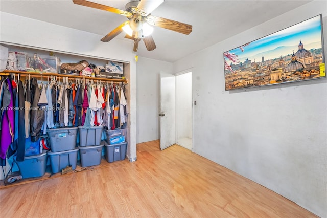 744 NW 7th St, Hallandale Beach, FL 33009 - unfurnished bedroom with a ceiling fan, wood finished floors, and a closet