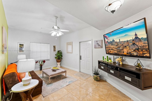 4971 Leeward Ln Unit 3004, Dania Beach, FL 33312 - tiled living room with baseboards and a ceiling fan