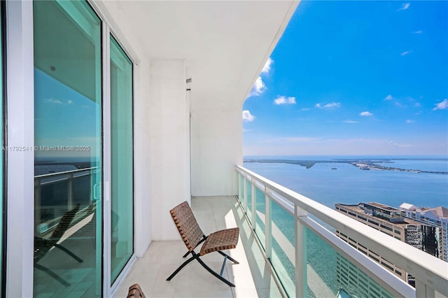 balcony with a water view