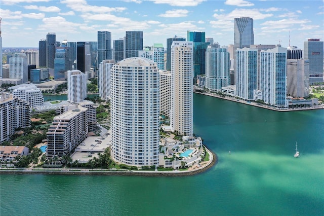 808 Brickell Key Dr Unit 3007, Miami, FL 33131 - drone / aerial view of city skyline and a nearby body of water
