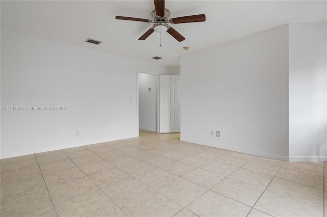 330 SW 2nd Ave Unit 3, Hallandale Beach, FL 33009 - unfurnished room with a ceiling fan, baseboards, visible vents, and light tile patterned floors