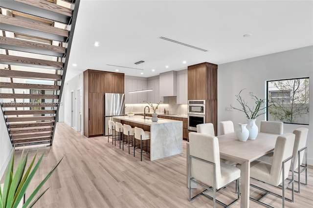 1389 SW 22nd Ter, Miami, FL 33145 - dining space with stairs, recessed lighting, and light wood-type flooring